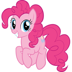 Size: 400x400 | Tagged: safe, pinkie pie, earth pony, pony, g4, official, blue eyes, female, looking at you, mare, pink body, pink coat, pink fur, pink hair, pink mane, pink pony, pink tail, poofy hair, poofy mane, poofy tail, pronking, smiling, solo, tail