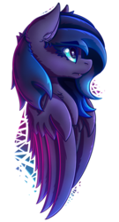 Size: 810x1500 | Tagged: safe, artist:midnightsix3, oc, oc only, oc:nyreen eventide, pegasus, pony, blue eyes, blue mane, bust, simple background, solo, transparent background