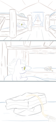 Size: 1780x3840 | Tagged: safe, artist:phat_guy, derpibooru exclusive, limestone pie, marble pie, earth pony, pony, g4, bed, bedroom, bunk bed, comic, duo, female, graduation cap, hat, implied maud pie, lineart, lying, lying down, mare, on back, rocktorate, sad, simple background, sitting, sleeping, white background