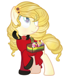 Size: 1024x1184 | Tagged: safe, artist:xmelodyskyx, oc, oc only, oc:flower sun, earth pony, pony, clothes, dress, female, flower, mare, simple background, solo, transparent background