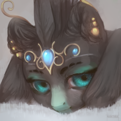 Size: 3006x2988 | Tagged: source needed, safe, artist:adzig, oc, oc only, oc:alpine apotheon, commission, ear piercing, earring, head shot, high res, jewelry, looking at you, piercing, ych result