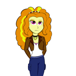 Size: 1500x1500 | Tagged: safe, artist:xethshade, adagio dazzle, human, equestria girls, g4, cargo pants, clothes, female, hands behind back, jacket, jewelry, necklace, pants, shirt, simple background, solo, white background