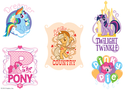 Size: 800x568 | Tagged: safe, applejack, pinkie pie, rainbow dash, twilight sparkle, twilight twinkle, g4, official, badge, concept art, earth pony rainbow dash, hasbro, misspelling, pinky pie, simple background, stock image, white background