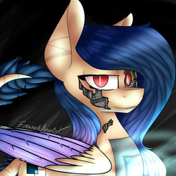 Size: 5000x5000 | Tagged: safe, artist:fireworkarsonist, oc, oc only, oc:frame-by-frame, pegasus, pony, robot, robot pony, absurd resolution, female, mare, metal, solo, wings