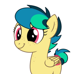 Size: 2500x2505 | Tagged: safe, artist:peternators, oc, oc only, oc:apogee, pegasus, pony, cute, female, freckles, high res, multicolored hair, ocbetes, show accurate, simple background, smiling, solo, teenager, transparent background
