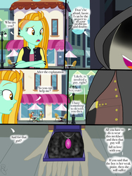 Size: 768x1024 | Tagged: safe, artist:ilaria122, discord, lightning dust, normal norman, comic:a mysterious rival, equestria girls, g4, clothes, equestria girls-ified, female, jewelry, male, necklace