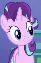 Size: 230x350 | Tagged: safe, edit, screencap, starlight glimmer, pony, unicorn, all bottled up, g4, animated, blinking, cropped, cute, female, gif, glimmerbetes, happy, loop, solo