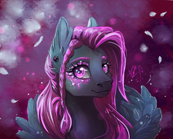 Size: 1365x1099 | Tagged: safe, artist:alina-sherl, oc, oc only, pegasus, pony, ear piercing, female, makeup, mare, piercing, smiling, solo