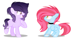 Size: 932x484 | Tagged: safe, artist:sleppchocolatemlp, artist:venomns, oc, oc only, oc:katy, oc:violet, earth pony, pegasus, pony, female, mare, simple background, transparent background