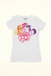 Size: 700x1049 | Tagged: safe, applejack, pinkie pie, twilight sparkle, g4, clothes, hot topic, irl, merchandise, photo, shirt