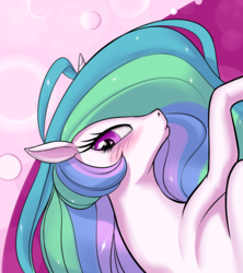 Size: 1534x1729 | Tagged: safe, artist:coinpo, princess celestia, alicorn, pony, g4, blushing, female, heart eyes, looking at you, mare, solo, wingding eyes