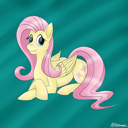 Size: 1500x1500 | Tagged: dead source, safe, artist:afterman, fluttershy, pegasus, pony, g4, crossed arms, looking at you, lying down