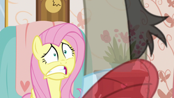 Size: 1280x720 | Tagged: safe, screencap, discord, fluttershy, discordant harmony, g4, clothes, fading, sweater, transparent, worried
