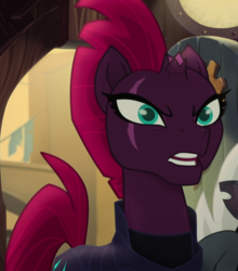 Size: 708x803 | Tagged: safe, screencap, tempest shadow, pony, unicorn, g4, my little pony: the movie, angry, armor, broken horn, cropped, eye scar, female, horn, mare, open mouth, scar