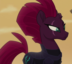 Size: 899x803 | Tagged: safe, screencap, tempest shadow, pony, unicorn, g4, my little pony: the movie, armor, broken horn, cropped, eye scar, female, horn, mare, scar, solo