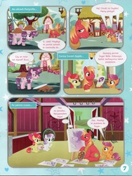 Size: 1205x1600 | Tagged: safe, apple bloom, big macintosh, scootaloo, sugar belle, sweetie belle, g4, comic, cutie mark crusaders, magazine scan, polish, translated in the description