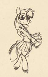 Size: 475x757 | Tagged: safe, artist:skrapbox, twilight sparkle, alicorn, anthro, unguligrade anthro, g4, book, clothes, cute, female, pleated skirt, shoes, sketch, skirt, solo, sweater, traditional art, twiabetes, twilight sparkle (alicorn)