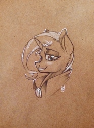 Size: 3104x4192 | Tagged: safe, artist:skrapbox, trixie, pony, g4, bust, female, sketch, smiling, solo, traditional art
