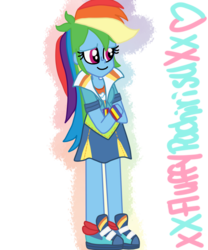 Size: 1024x1229 | Tagged: safe, artist:xxfluffypachirisuxx, rainbow dash, equestria girls, g4, my little pony equestria girls: friendship games, clothes, cute, female, jacket, shoes, simple background, skirt, solo, transparent background
