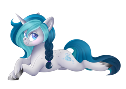 Size: 2624x1872 | Tagged: safe, artist:beashay, oc, oc only, oc:bubble lee, pony, unicorn, female, looking at you, mare, prone, simple background, solo, transparent background