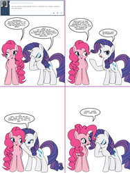 Size: 1204x1604 | Tagged: safe, artist:dekomaru, pinkie pie, rarity, pony, tumblr:ask twixie, g4, ask, comic, implied canon x oc, tumblr