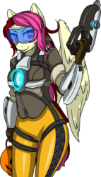 Size: 840x1471 | Tagged: safe, artist:up1ter, oc, oc only, oc:lightning dashes, pegasus, anthro, clothes, cosplay, costume, female, mare, overwatch, simple background, solo, tracer, transparent background, ych result