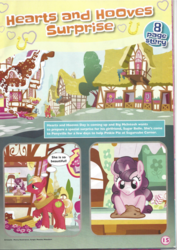 Size: 826x1169 | Tagged: safe, big macintosh, sugar belle, earth pony, pony, unicorn, g4, comic, female, magazine scan, male, mare, ponyville, ship:sugarmac, shipping, stallion, straight, sugarcube corner