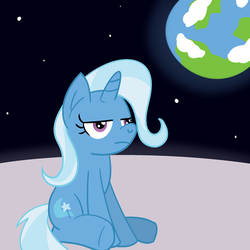 Size: 1280x1280 | Tagged: safe, artist:solarfm, trixie, pony, unicorn, g4, female, mare, moon, solo, space, to the moon