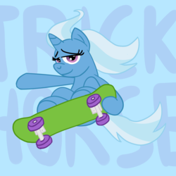 Size: 1280x1280 | Tagged: safe, artist:solarfm, trixie, pony, g4, female, skateboard, solo