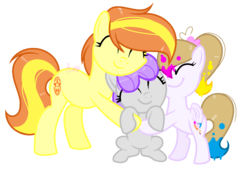 Size: 1280x884 | Tagged: safe, artist:101xsplattyx101, oc, oc only, oc:spring splat, earth pony, pegasus, pony, female, filly, hug, mare, simple background, transparent background