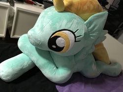 Size: 4032x3024 | Tagged: safe, lightning dust, pony, g4, blanket, giant pony, irl, macro, photo, plushie