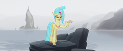 Size: 1920x804 | Tagged: safe, screencap, princess skystar, classical hippogriff, hippogriff, g4, my little pony: the movie, feathered fetlocks, female, mount aris, seashell necklace, solo, this will end in grounding
