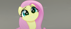 Size: 1920x804 | Tagged: safe, screencap, fluttershy, pegasus, pony, g4, my little pony: the movie, cute, female, mare, puppy dog eyes, shyabetes, smiling, solo