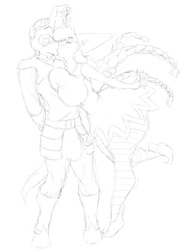 Size: 2208x3000 | Tagged: safe, artist:marauder6272, oc, oc only, oc:quick shot, oc:swiftwing, anthro, high res, kissing, mistletoe, monochrome