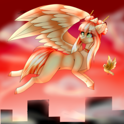 Size: 3000x3000 | Tagged: safe, artist:shirooxs, oc, oc only, oc:lyshuu, bird, pegasus, pony, female, flying, high res, mare, solo