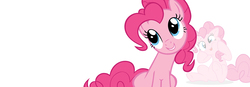 Size: 1300x450 | Tagged: safe, pinkie pie, earth pony, pony, g4, official, female, silly face, simple background, solo, tongue out, white background