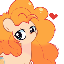 Size: 1000x1000 | Tagged: safe, artist:turtlefarminguy, pear butter, earth pony, pony, g4, female, floating heart, heart, mare, simple background, solo, tired, transparent background