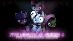 Size: 3840x2160 | Tagged: safe, artist:jollyoldcinema, fluttershy, pinkie pie, twilight sparkle, oc, oc:blacklightsorane, g4, 3d, animated in description, five nights at freddy's, five nights at pinkie's, high res, source filmmaker, video