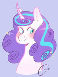 Size: 806x1068 | Tagged: safe, artist:johnathan-leviathan, princess flurry heart, alicorn, pony, g4, :3, blushing, bust, female, older, older flurry heart, simple background, smiling, solo, sparkles