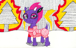 Size: 1989x1255 | Tagged: safe, artist:eternaljonathan, tempest shadow, deer, deer pony, original species, reindeer, g4, my little pony: the movie, deerified, fire, ink, species swap, traditional art