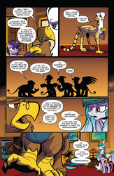 Size: 1041x1600 | Tagged: safe, artist:andypriceart, idw, official comic, lord gestal, lord goldstone, princess celestia, twilight sparkle, alicorn, griffon, pony, g4, spoiler:comic, spoiler:comic62, comic, diplomacy, female, male, mare, negotiation, preview, silhouette, speech bubble, treaty, twilight sparkle (alicorn)