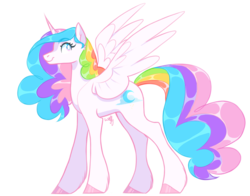 Size: 800x626 | Tagged: safe, artist:wolfyfree, oc, oc only, oc:dream weaver, alicorn, pony, alicorn oc, female, happy, mare, multicolored hair, multicolored mane, multicolored tail, rainbow hair, simple background, smiling, solo, spread wings, standing, transparent background, wings