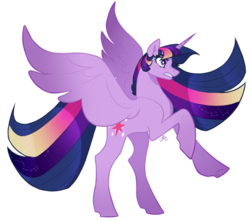 Size: 904x800 | Tagged: safe, artist:wolfyfree, twilight sparkle, alicorn, pony, g4, constellation, constellation hair, ethereal mane, female, galaxy mane, mare, older, older twilight, rearing, simple background, solo, spread wings, starry mane, transparent background, twilight sparkle (alicorn), ultimate twilight, wings