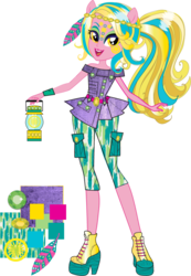 Size: 611x881 | Tagged: safe, lemon zest, equestria girls, g4, my little pony equestria girls: legend of everfree, box art, clothes, concept art, equestria girls prototype, feather, high heels, lamp, shoes, simple background, transparent background, what could have been