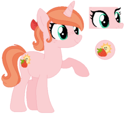 Size: 431x400 | Tagged: safe, artist:pastelponyparade, oc, oc only, oc:sunkissed strawberry, pony, unicorn, base used, female, freckles, magical gay spawn, mare, offspring, parent:big macintosh, parent:prince blueblood, parents:bluemac, simple background, solo, transparent background