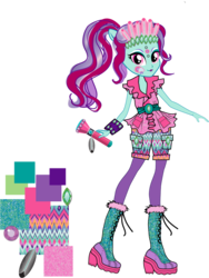 Size: 692x920 | Tagged: safe, sunny flare, equestria girls, g4, my little pony equestria girls: legend of everfree, boots, box art, clothes, equestria girls prototype, lantern, lipstick, shoes, shorts, simple background, transparent background, what could have been