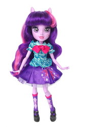 Size: 1400x2096 | Tagged: safe, twilight sparkle, equestria girls, g4, bow, clothes, doll, high heels, irl, photo, shoes, skirt, socks, toy