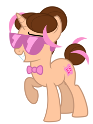 Size: 5225x6994 | Tagged: safe, artist:estories, oc, oc only, oc:pink rose, oc:think pink, pony, unicorn, g4, absurd resolution, bowtie, female, mare, raised hoof, rule 63, simple background, solo, sunglasses, transparent background, vector