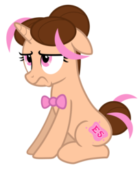Size: 5067x6203 | Tagged: safe, artist:estories, oc, oc only, oc:pink rose, oc:think pink, pony, unicorn, g4, absurd resolution, bowtie, female, floppy ears, mare, rule 63, simple background, sitting, solo, transparent background, vector