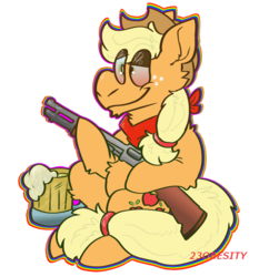 Size: 879x945 | Tagged: safe, artist:pony-puke, applejack, earth pony, pony, g4, cider, female, gun, mug, shotgun, simple background, solo, tankard, transparent background, weapon